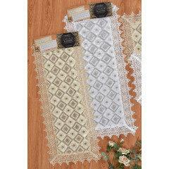 Sequin Table Runner with Lace Border