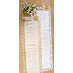 Jacquard Table Runner with Lace Border